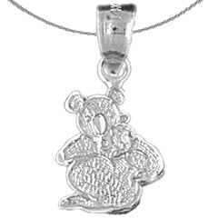 Sterling Silver Koala Bear Pendant (Rhodium or Yellow Gold-plated)