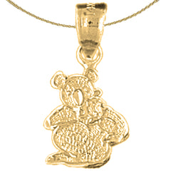 Sterling Silver Koala Bear Pendant (Rhodium or Yellow Gold-plated)