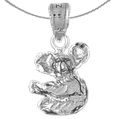 Sterling Silver Koala Bear Pendant (Rhodium or Yellow Gold-plated)