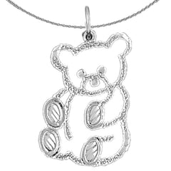 Sterling Silver Teddy Bear Pendant (Rhodium or Yellow Gold-plated)