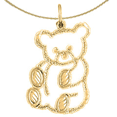Sterling Silver Teddy Bear Pendant (Rhodium or Yellow Gold-plated)