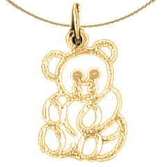 Colgante de osito de plata de ley (bañado en rodio o oro amarillo)