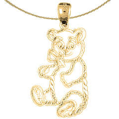 Sterling Silver Teddy Bear Pendant (Rhodium or Yellow Gold-plated)