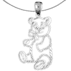Sterling Silver Teddy Bear Pendant (Rhodium or Yellow Gold-plated)
