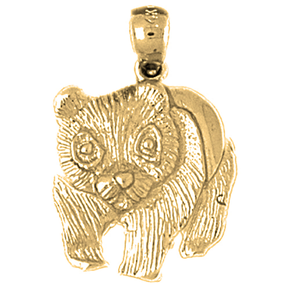 Yellow Gold-plated Silver Panda Bear Pendant