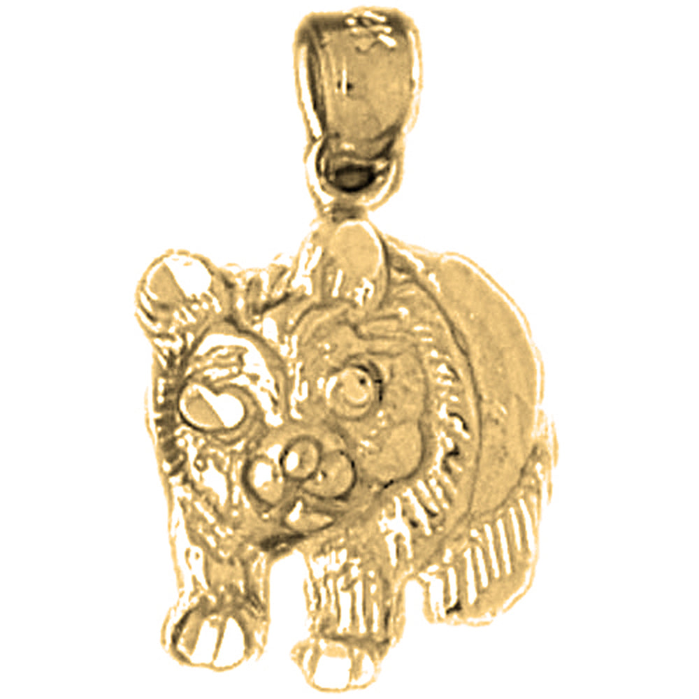 Yellow Gold-plated Silver Panda Bear Pendant