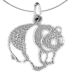 Colgante de oso panda de plata de ley (bañado en rodio o oro amarillo)