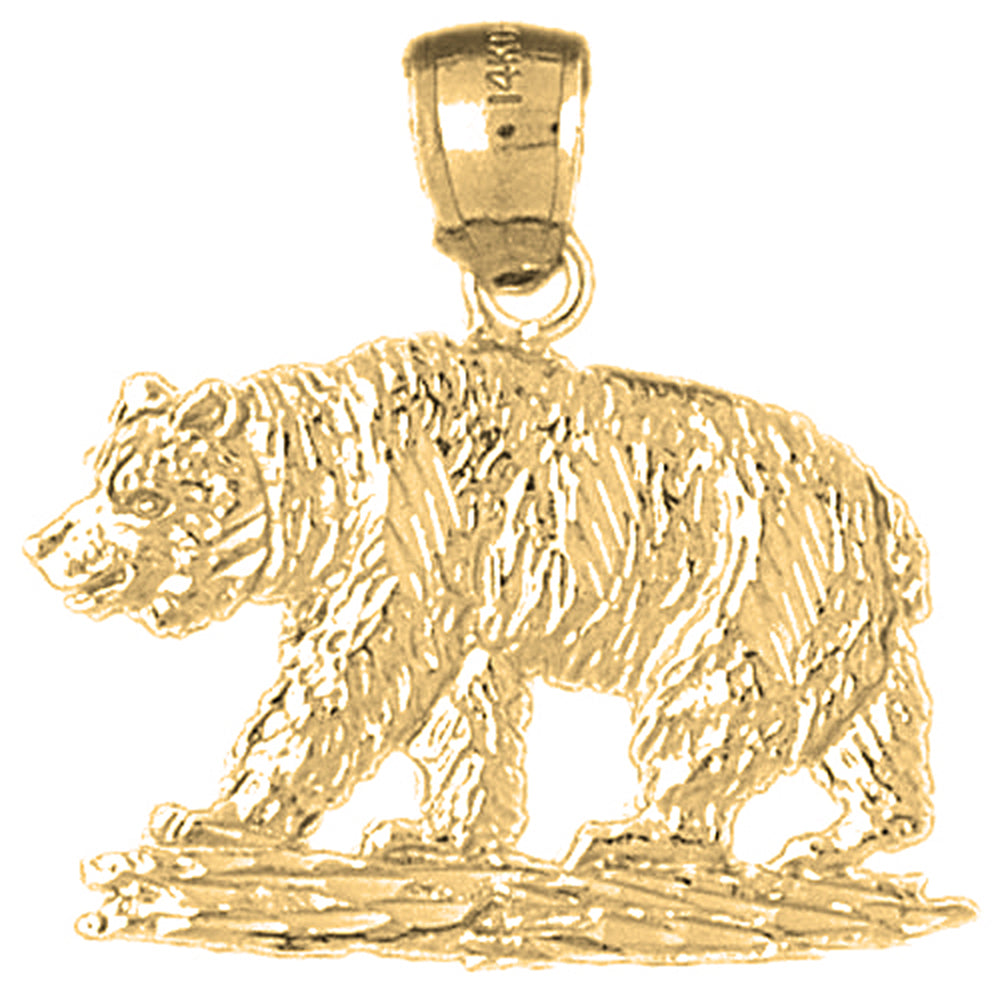 Yellow Gold-plated Silver Brown Bear Pendant