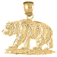 Yellow Gold-plated Silver Brown Bear Pendant
