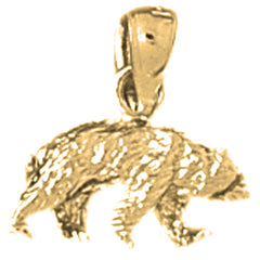 Yellow Gold-plated Silver 3D Grizzley Bear Pendant
