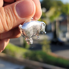 Sterling Silver Pig Pendant (Rhodium or Yellow Gold-plated)