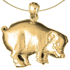Sterling Silver Pig Pendant (Rhodium or Yellow Gold-plated)