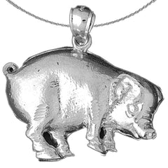 Sterling Silver Pig Pendant (Rhodium or Yellow Gold-plated)