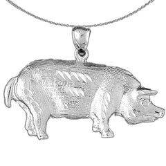 Sterling Silver Pig Pendant (Rhodium or Yellow Gold-plated)