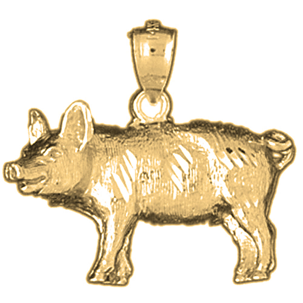 Yellow Gold-plated Silver Pig Pendant