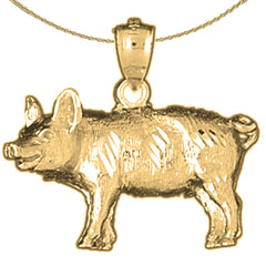 Sterling Silver Pig Pendant (Rhodium or Yellow Gold-plated)