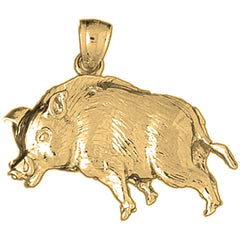 Yellow Gold-plated Silver Boar Pendant