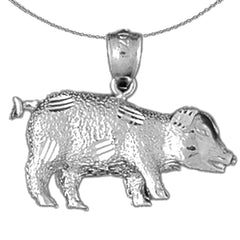 Sterling Silver Pig Pendant (Rhodium or Yellow Gold-plated)