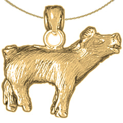 Sterling Silver Pig Pendant (Rhodium or Yellow Gold-plated)