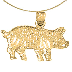 Sterling Silver Pig Pendant (Rhodium or Yellow Gold-plated)
