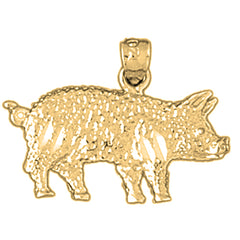 Yellow Gold-plated Silver Pig Pendant