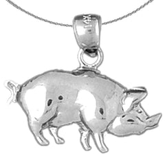 Sterling Silver Pig Pendant (Rhodium or Yellow Gold-plated)