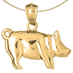 Sterling Silver Pig Pendant (Rhodium or Yellow Gold-plated)