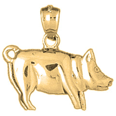 Yellow Gold-plated Silver Pig Pendant
