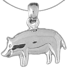 Sterling Silver Pig Pendant (Rhodium or Yellow Gold-plated)