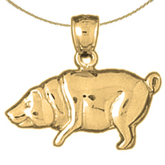 Sterling Silver Pig Pendant (Rhodium or Yellow Gold-plated)