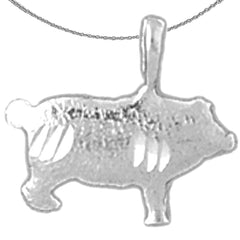 Sterling Silver Pig Pendant (Rhodium or Yellow Gold-plated)