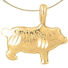 Sterling Silver Pig Pendant (Rhodium or Yellow Gold-plated)