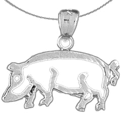 Sterling Silver Pig Pendant (Rhodium or Yellow Gold-plated)