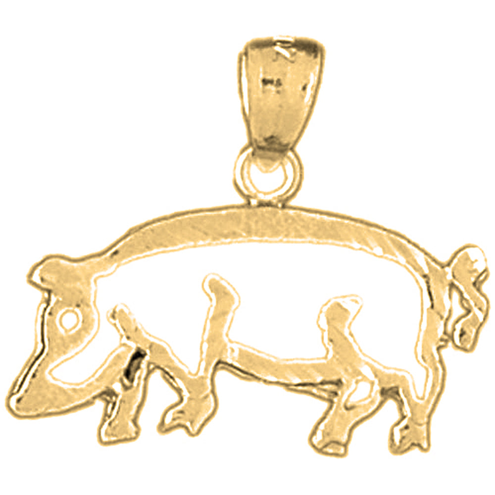 Yellow Gold-plated Silver Pig Pendant