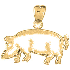 Yellow Gold-plated Silver Pig Pendant
