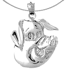 Sterling Silver Pig Pendant (Rhodium or Yellow Gold-plated)