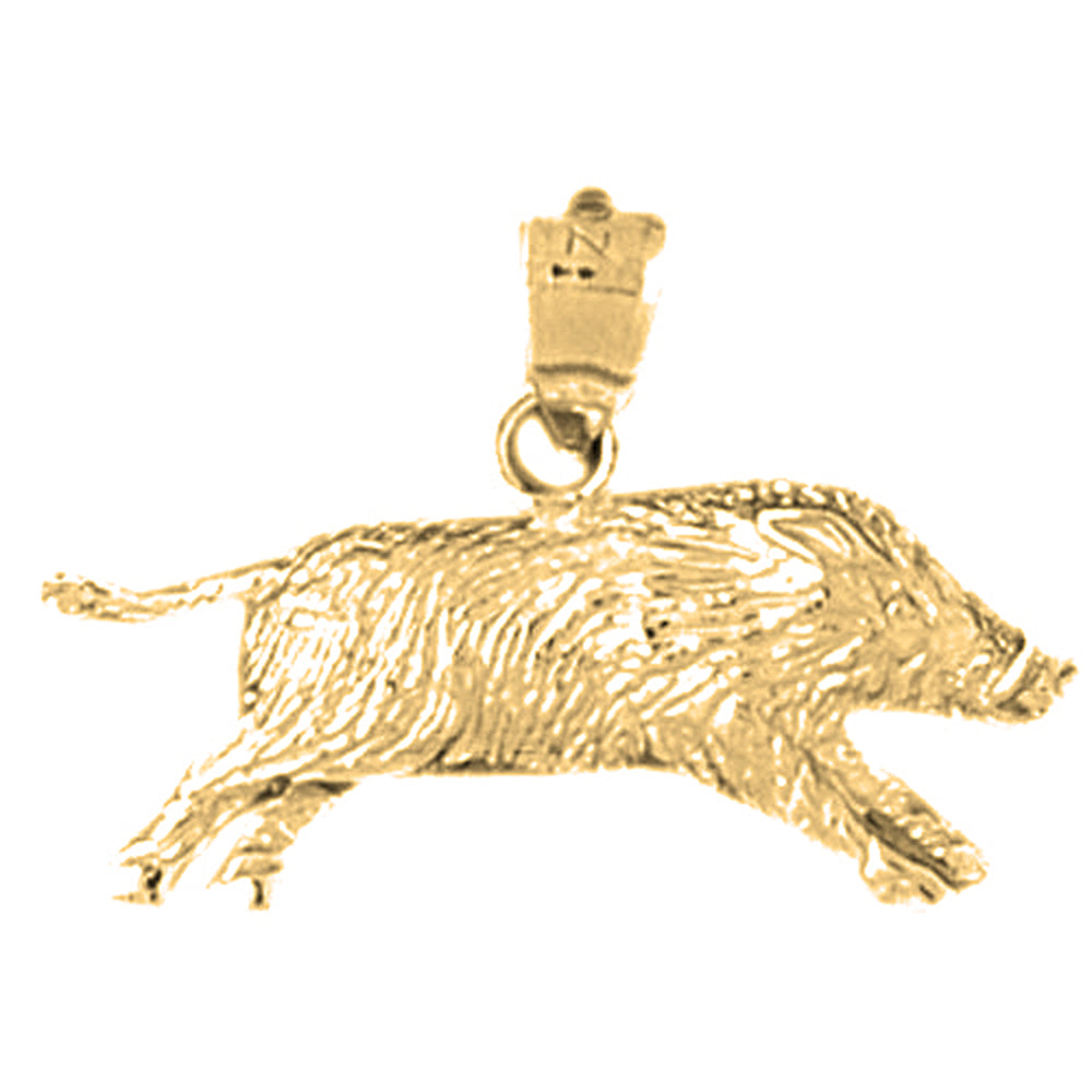 Yellow Gold-plated Silver Boar Pendant