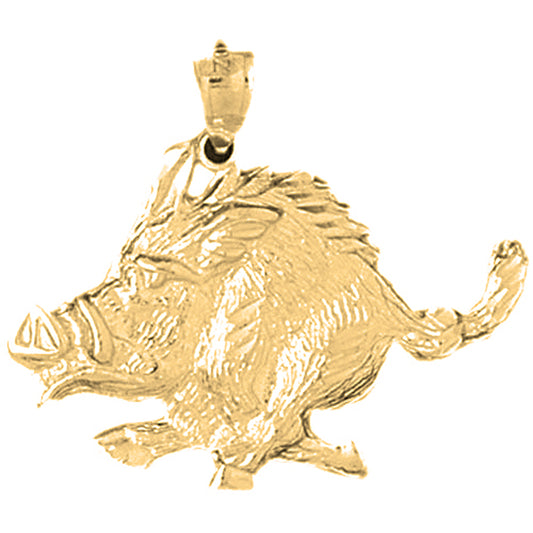 Yellow Gold-plated Silver Boar Pendant
