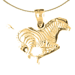 Sterling Silver Zebra Pendant (Rhodium or Yellow Gold-plated)