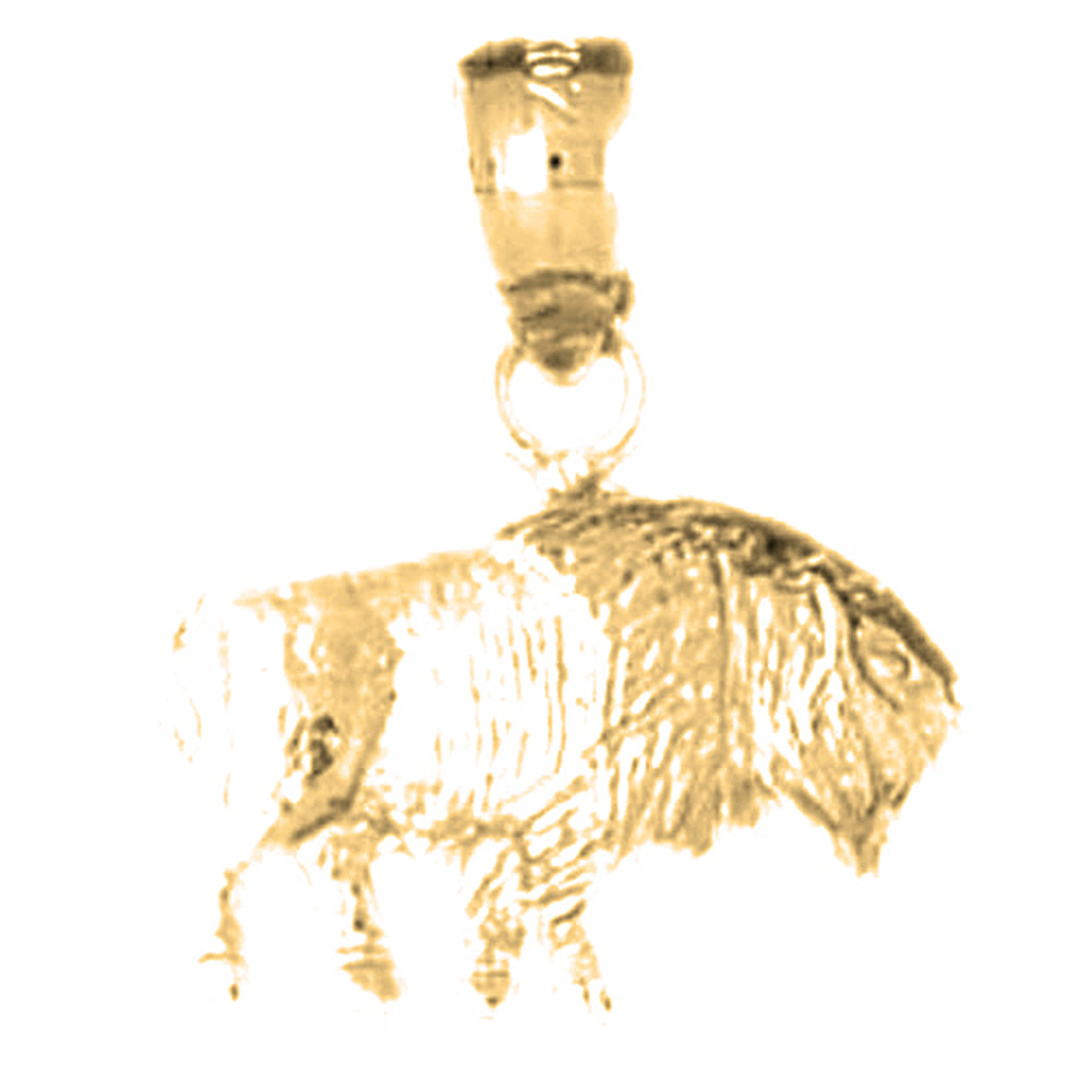 Yellow Gold-plated Silver Bison Pendant