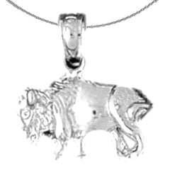 Sterling Silver Bison Pendant (Rhodium or Yellow Gold-plated)