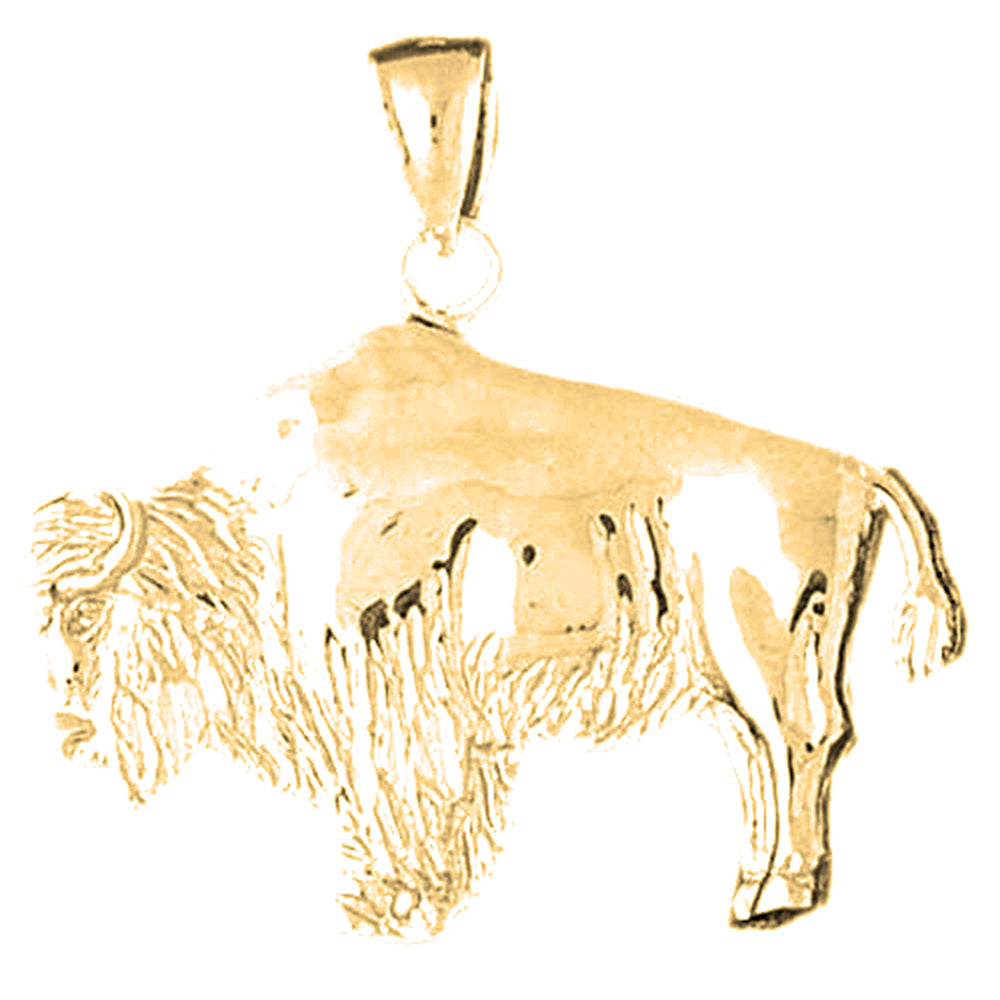 Yellow Gold-plated Silver Bison Pendant