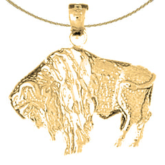 Sterling Silver Bison Pendant (Rhodium or Yellow Gold-plated)