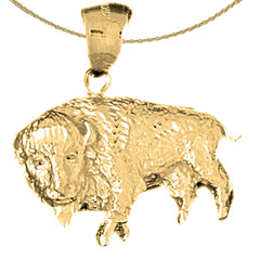 Sterling Silver Bison Pendant (Rhodium or Yellow Gold-plated)