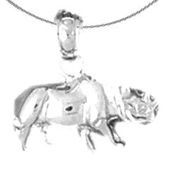 Sterling Silver Rhinosaurus Pendant (Rhodium or Yellow Gold-plated)