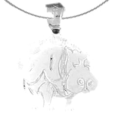 Sterling Silver Hippopotamus Pendant (Rhodium or Yellow Gold-plated)