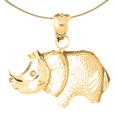 Sterling Silver Hippopotamus Pendant (Rhodium or Yellow Gold-plated)