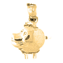 Yellow Gold-plated Silver Hippopotamus Pendant