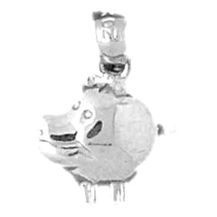 Sterling Silver Hippopotamus Pendant