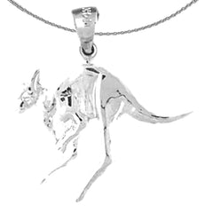Sterling Silver Kangaroo Pendant (Rhodium or Yellow Gold-plated)